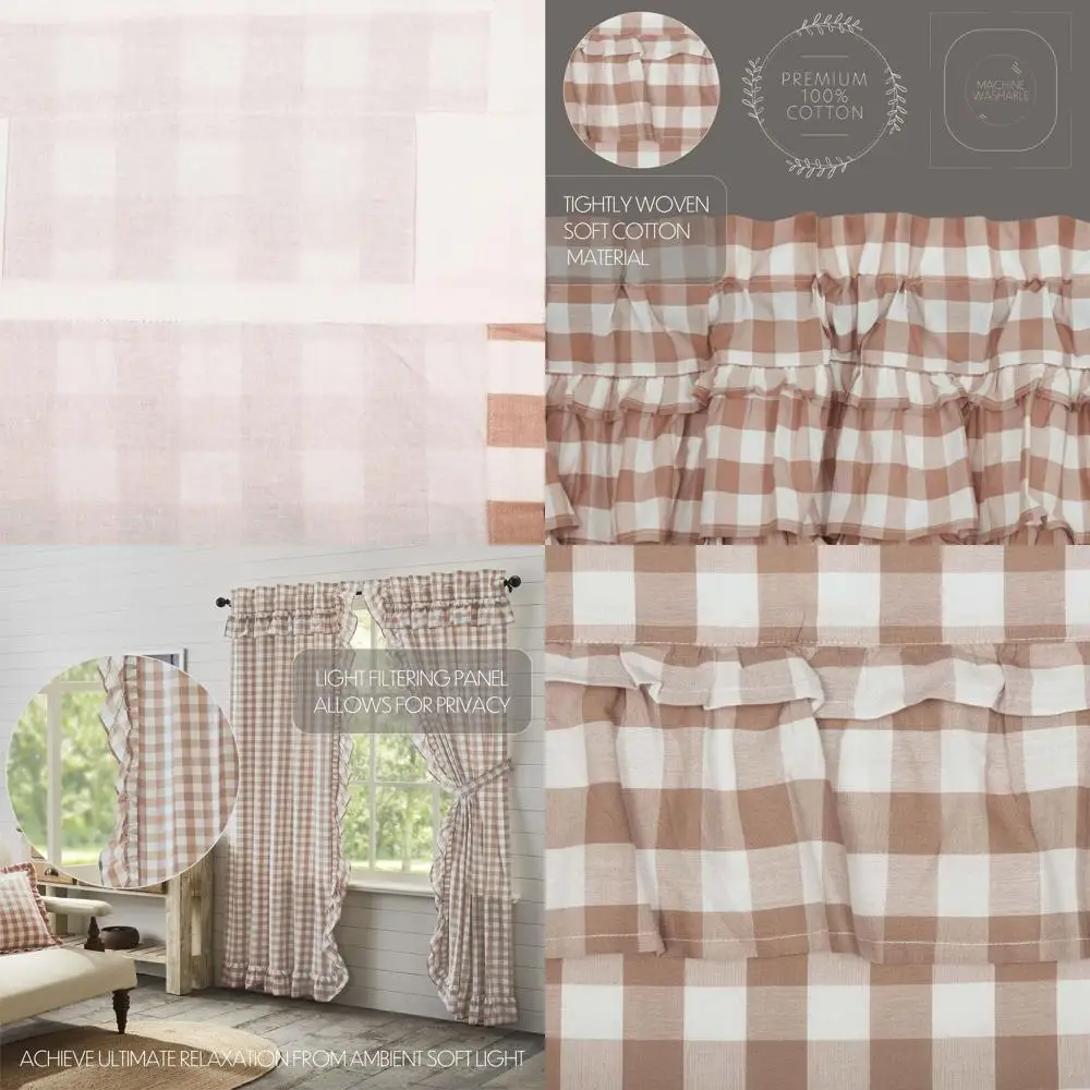 

Ruffled Farmhouse Style Panel Curtains Set, 84x40