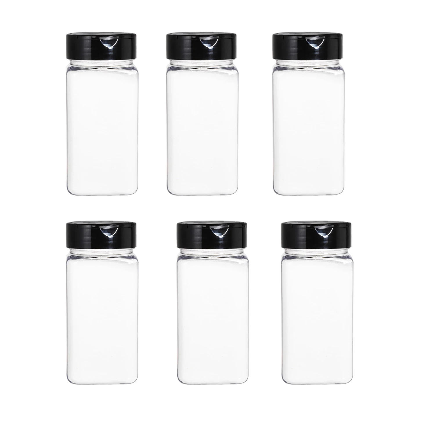 Square Large Plastic Spice Jars with Shaker Pourer Lids Clear Empty Seasoning Containers for Dry Food Condiments view 5
