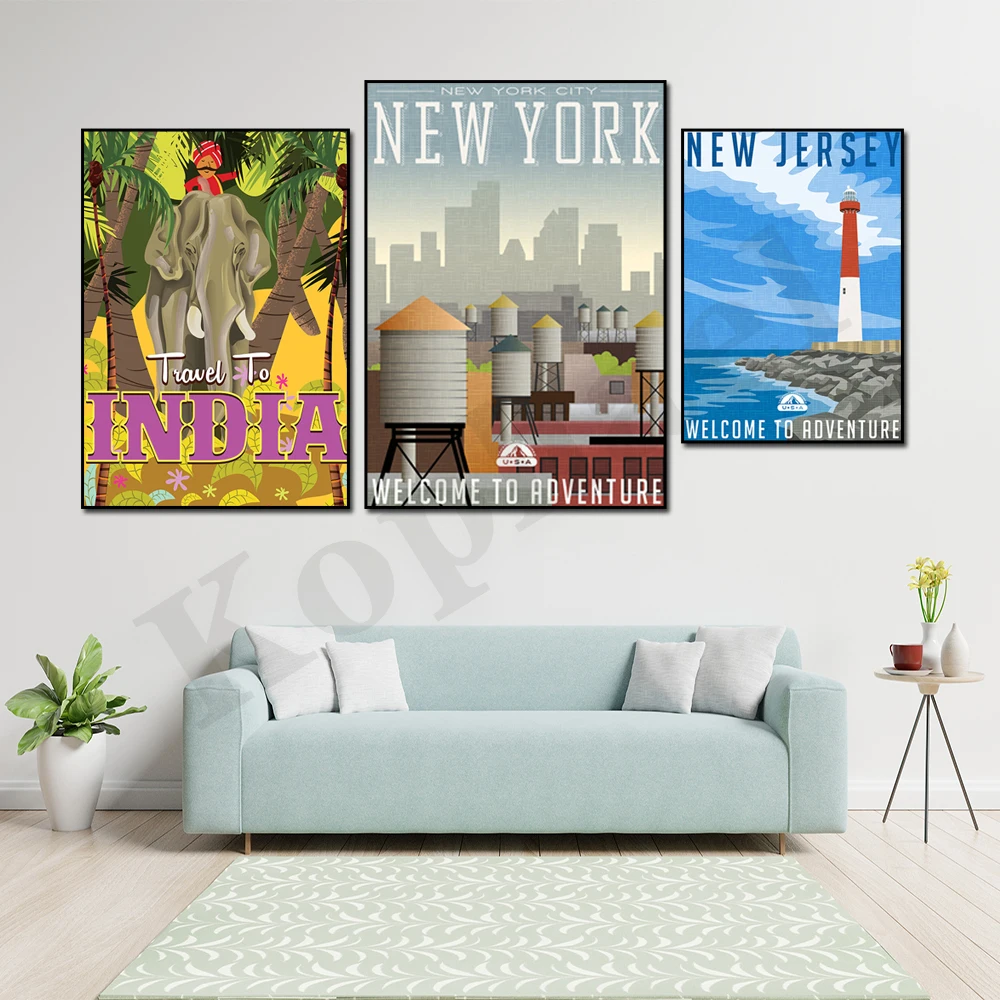 Istanbul Ireland India Iceland New York New Jersey Oklahoma North Dakota. City Travel Scenery. Home Wall Decor Canvas Painting