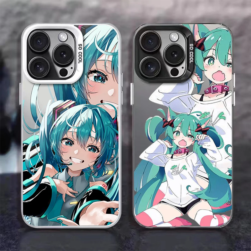 Kawaii Hatsune Miku Handyhülle für iPhone 16 12 13 14 15 Pro Max Plus Anime Niedliche kreative Schutzhülle
