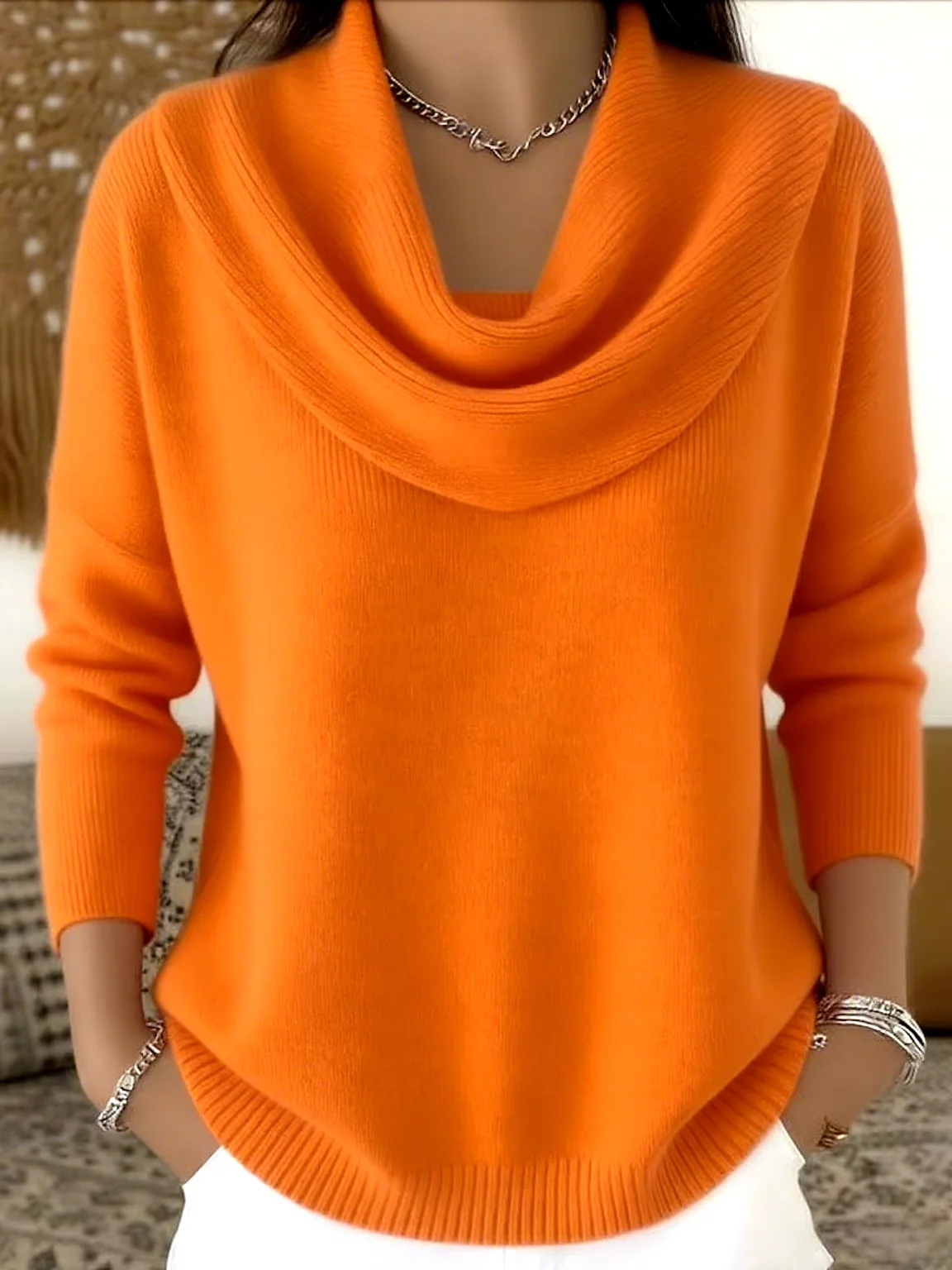 Women's 2026 Autumn/Winter Solid Color Long Sleeve Sweater Tops Fashionable And Stylish Knitwear for Ladies 19 S921f0eb1fa6e4897abc8113b476a9303X