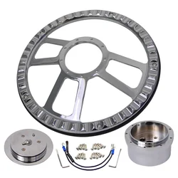 PVC Half Wrap Chrome Aluminum 14in Steering Wheel &Horn Button & 9 Hole Hub Adpter for Oldsmobile Pontiac 1969-1993