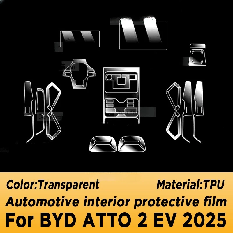 For BYD ATTO 2 EV 2025 Gearbox Panel Dashboard Navigation Automotive Interior Protective Film TPU Transparent Anti-Scratch