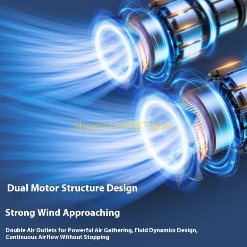 

J1HC Handsfrees Neck Waist Double Fan 10000mAh Portable Cooling Fan 3Wind Mode USB Rechargeable Coolers for Outdoor Activity