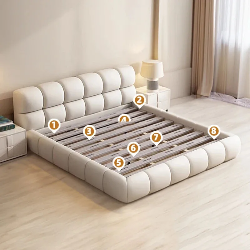 Cream sleeping bed Bedroom Children Confortable Designer King Size Bed storage modern Simple beauty muebles salon furniture