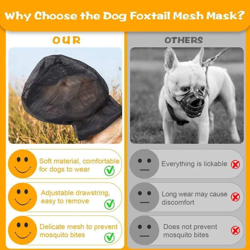Dog Protective Mask Prevents Pet Facial Injuries. Suitable for Hiking Outdoor Adventure Breathable Protective Veil Mask For Dogs