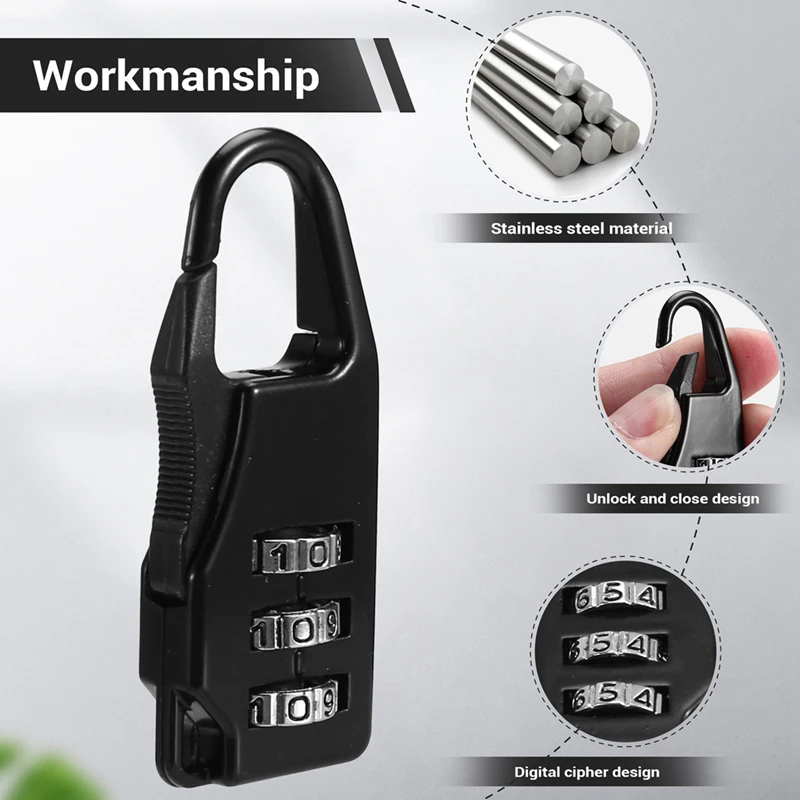 20PCS Alloy Safe Combination Code Number Lock Padlock For Bag Suitcase Luggage Zipper Backpack Handbag Anti-Theft Lock