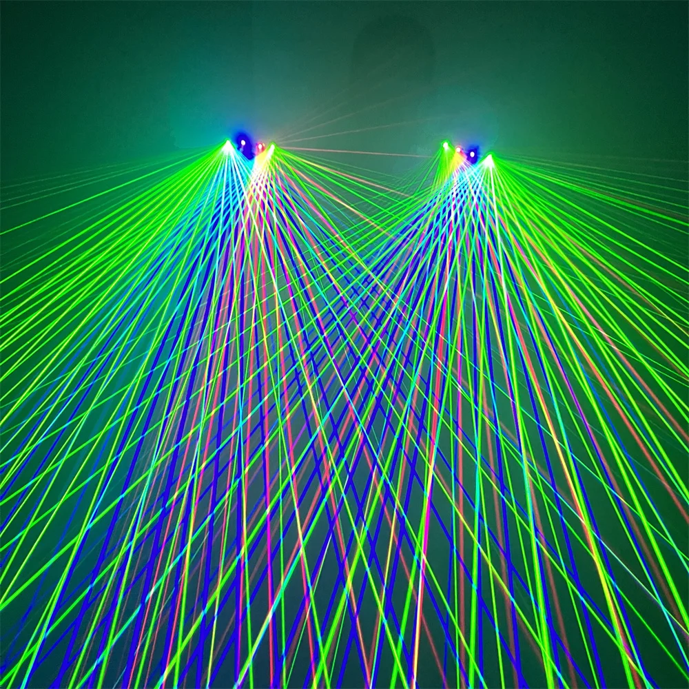 Magicool RGB Led Laser Gloves Gypsophila Pair Multicolor Dancing Costumes Party Music Festival Live Lazer Flash Finger Props