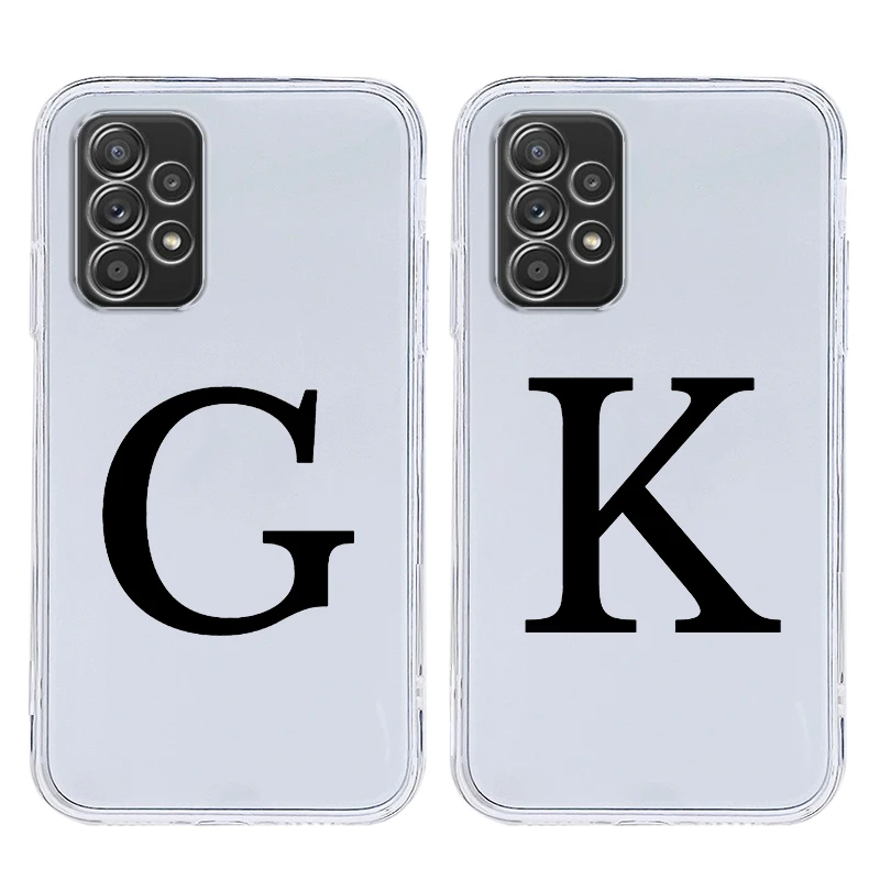 Initial Letter G K Fashion Case For Samsung A37 A57 A15 A13 A35 A55 A51 A71 A41 A05 A17 A23 A25 A33 A53 A73 5G A07 4G Cover