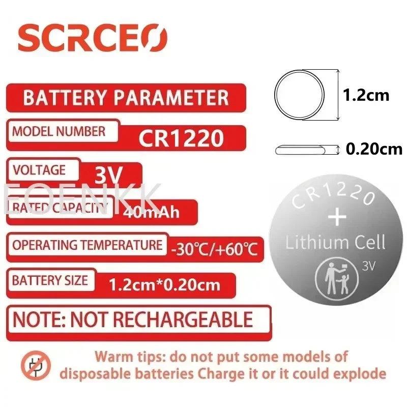 100-500PCS CR1220 3V Lithium Coin Cell Batteries BR1220 LM1220 DL1220 L04 5012LC for Watch Toy Remote Control