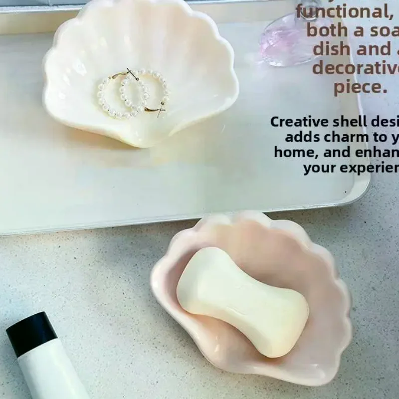 Cute Bow Heart Shaped Ceramic Soap Dish With Self Draining Design For Bathroom Vanity Sink Countertop Home Decor