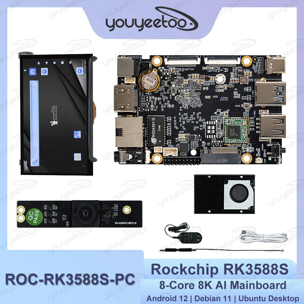 

ROC-RK3588S-PC 8K AI Mainboard Rockchip RK3588S AIoT Chip Single Board Computer Up To 32GB RAM ARM Mali-G610 MP4 Quad-core GPU
