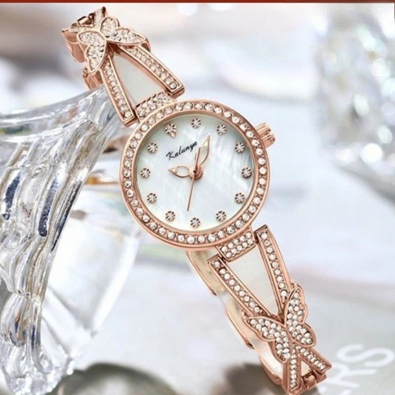 Light Luxury Women Quartz Watch, Stainless Steel Waterproof Wristwatch with Diamond Accents, High Sense Fashion Ladies Watch