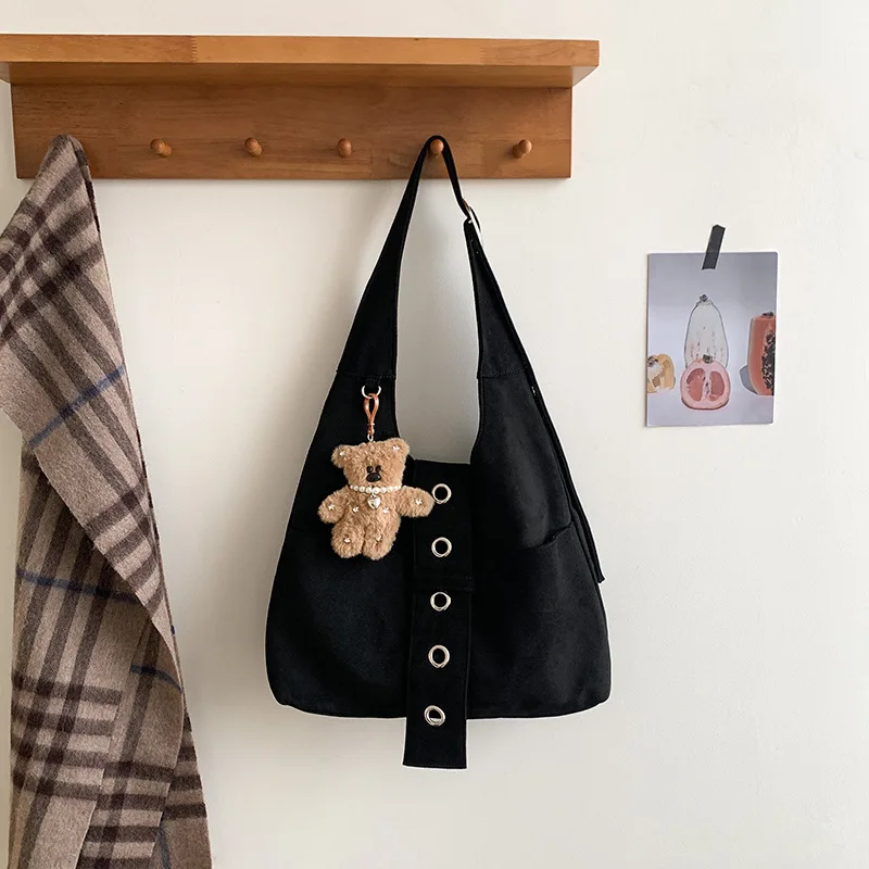 

2025 New Korean Autumn Suede Shoulder Bags For Women Vintage Fashion Tote Bags Large Capacity Commuter Travel Handbags