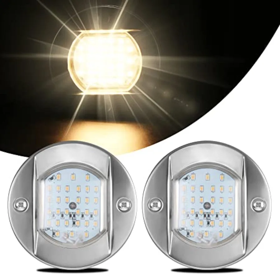 

LED Marine Courtesy Lights 4in SOOP3 1800LM 30LED SUS316 Round IP65 Waterproof Boat Transom Interior Lights Surface Mount for Y