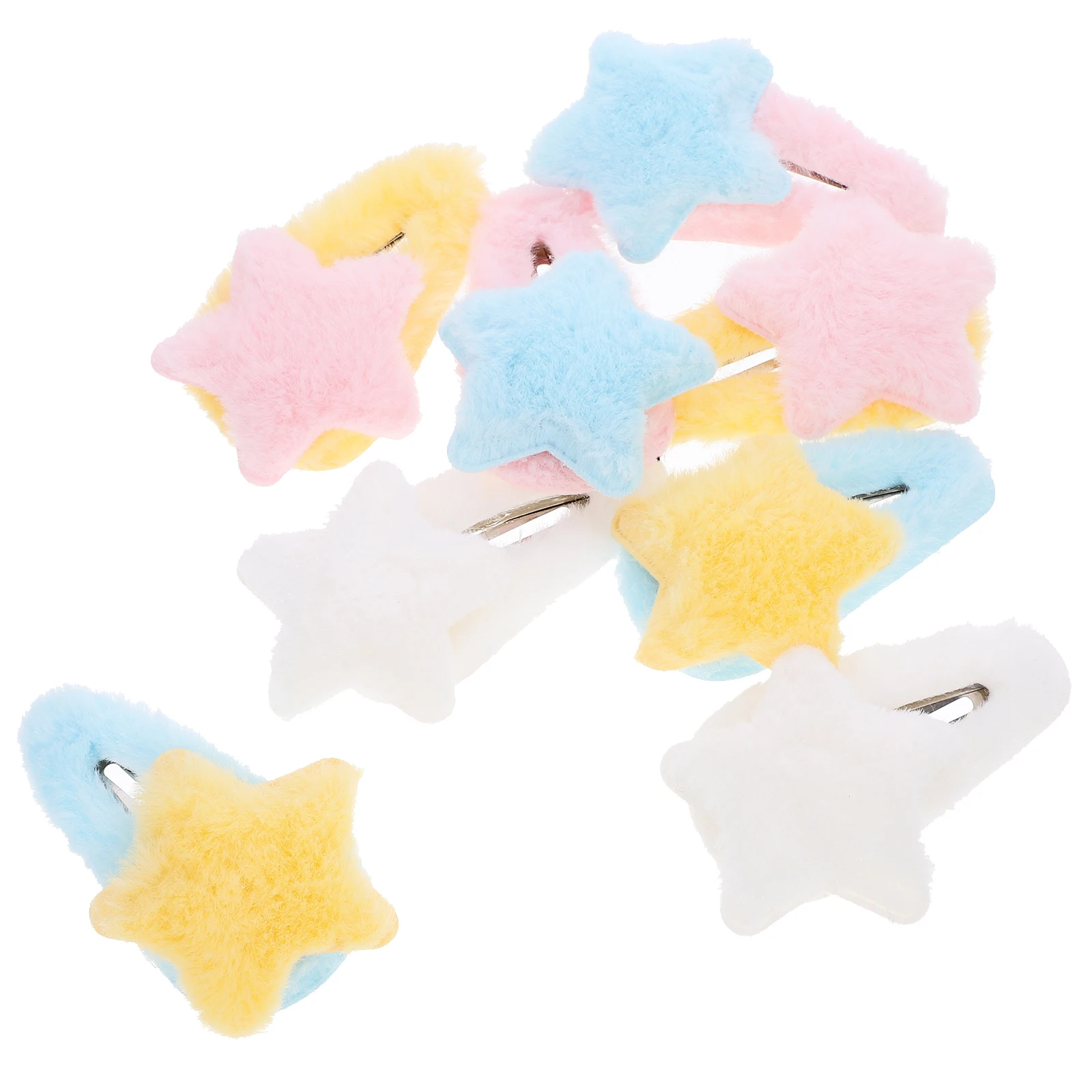 

8 Pcs Hair Clips for Girls Fuzzy Star Barrettes Cute Aesthetic Accessories Snap Clips Hair Decorative Pins Kids