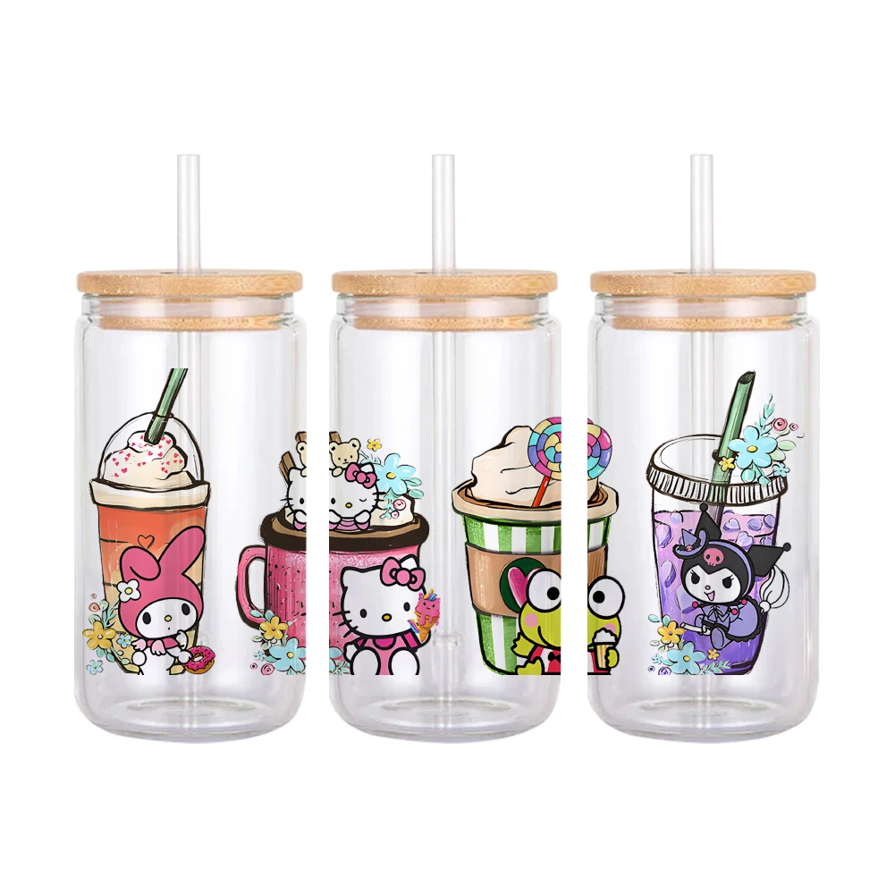 Japan Cartoon Sanrio Character UV DTF Transfer Sticker Waterproof Transfers Decals For 16oz Glass Cup Wrap Stickers