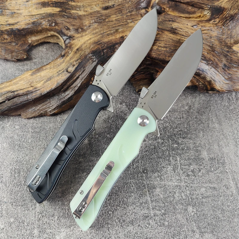 Sitivien ST134 D2 Folding knife 60HRC Blade G10 Handle Bearing Flipper Pocket EDC Outdoor Camping Utility Survival Knife Tool