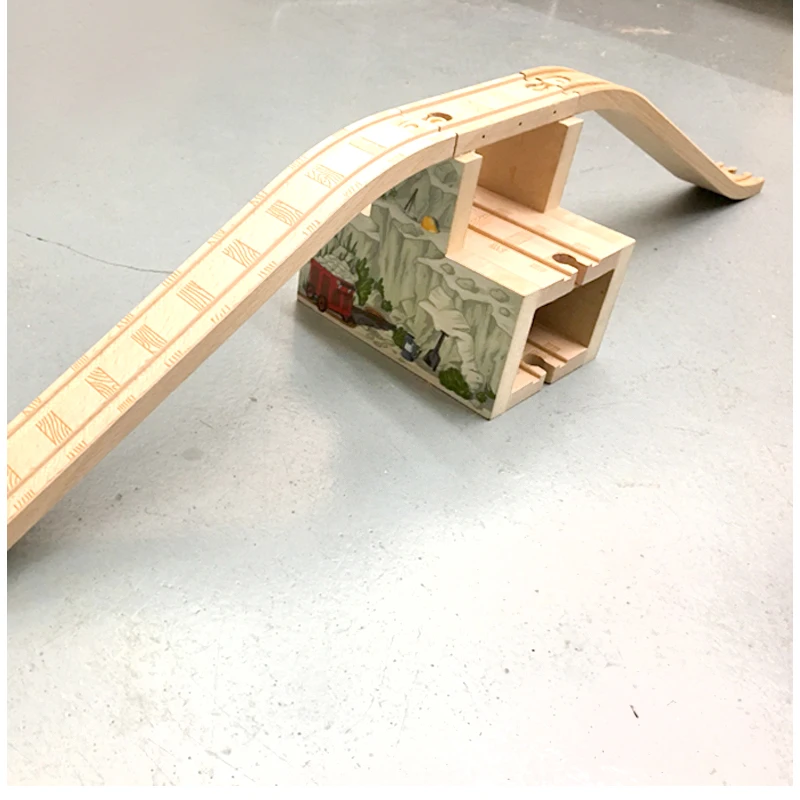 Three-Storey Transport Hub Snow Mountain Bridge Track Toy Scene Accessories Assemble Compatible Wooden Track Gifts PD88