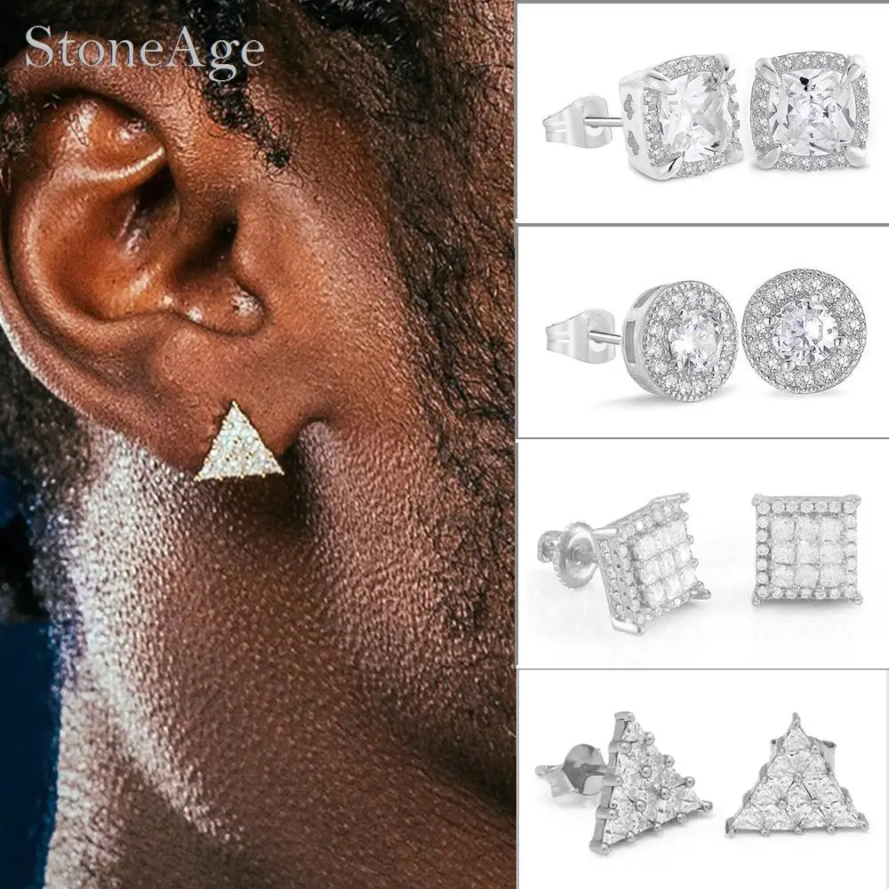 Punk exquisite Piercing Ohr stecker für Männer Frauen Hip Hop Hippie geometrische schillernde Kristall Rock Rapper Ohrring Trend Schmuck