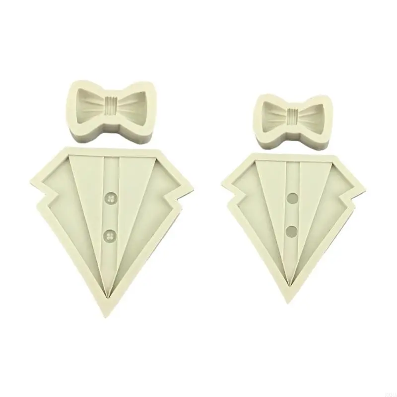 

KXRA Suit Shirt Bow Silicone Chocolate Mould Cake Decor Kitchen Baking Accessories