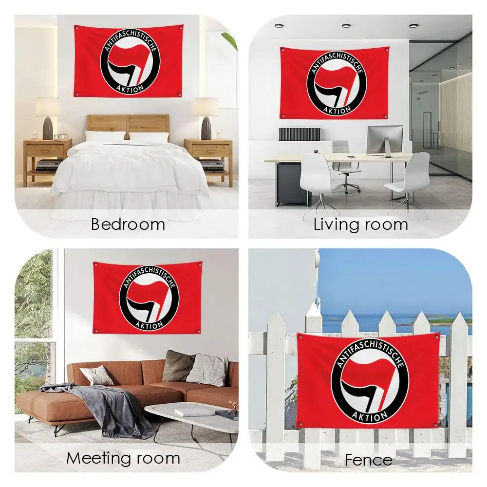 Antifascist Action Flags Custom Wall Hanging Background Art Banner for Bedroom Home Living Room Outdoor Decor