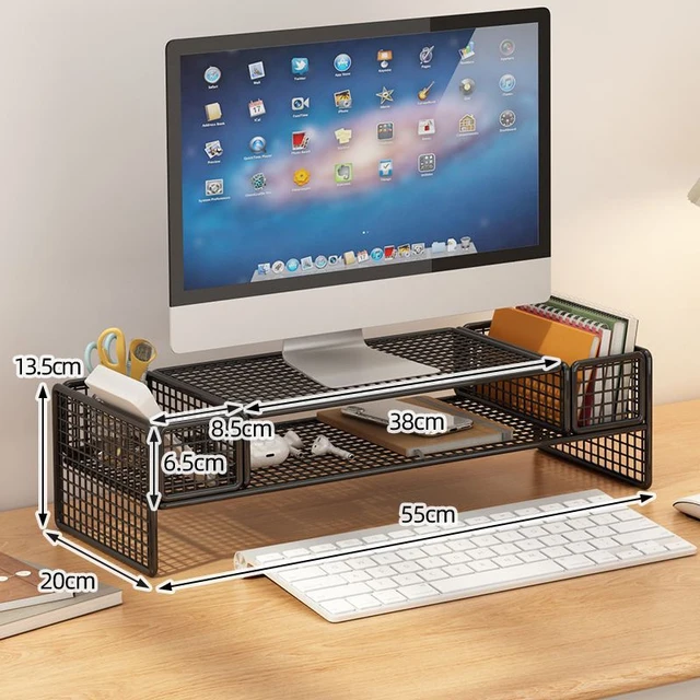 Dwuosobowy uchwyt na monitor komputerowy Uchwyt na stojak na ekran komputera Uchwyt na biurko Laptop Klawiatura Mysz Przechowywanie Organizer Pojemnik na długopisy