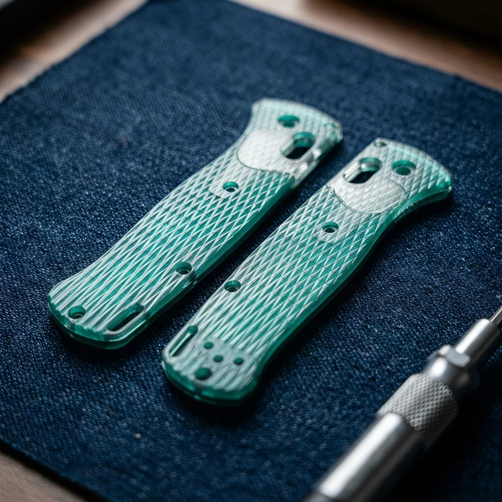 Preferred 535 Folding Knife Replacement Handle Patch 1 Pair Lake Green Semi Transparent Acrylic DIY Handle Making Material