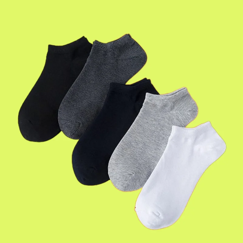 

5/10 Pairs New Men's Breathable Casual Socks Solid Color Cotton Men's Boat Socks Thin Shallow Invisible Boat Socks Short Socks