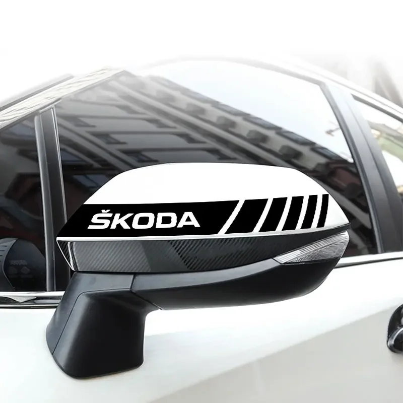 2PCS Car Styling Rearview Mirror Sticker Decoration Badge For skoda OCTAVIA RS FABIA KAMIQ KAROQ KODIAQ RAPID SCALA SUPERB