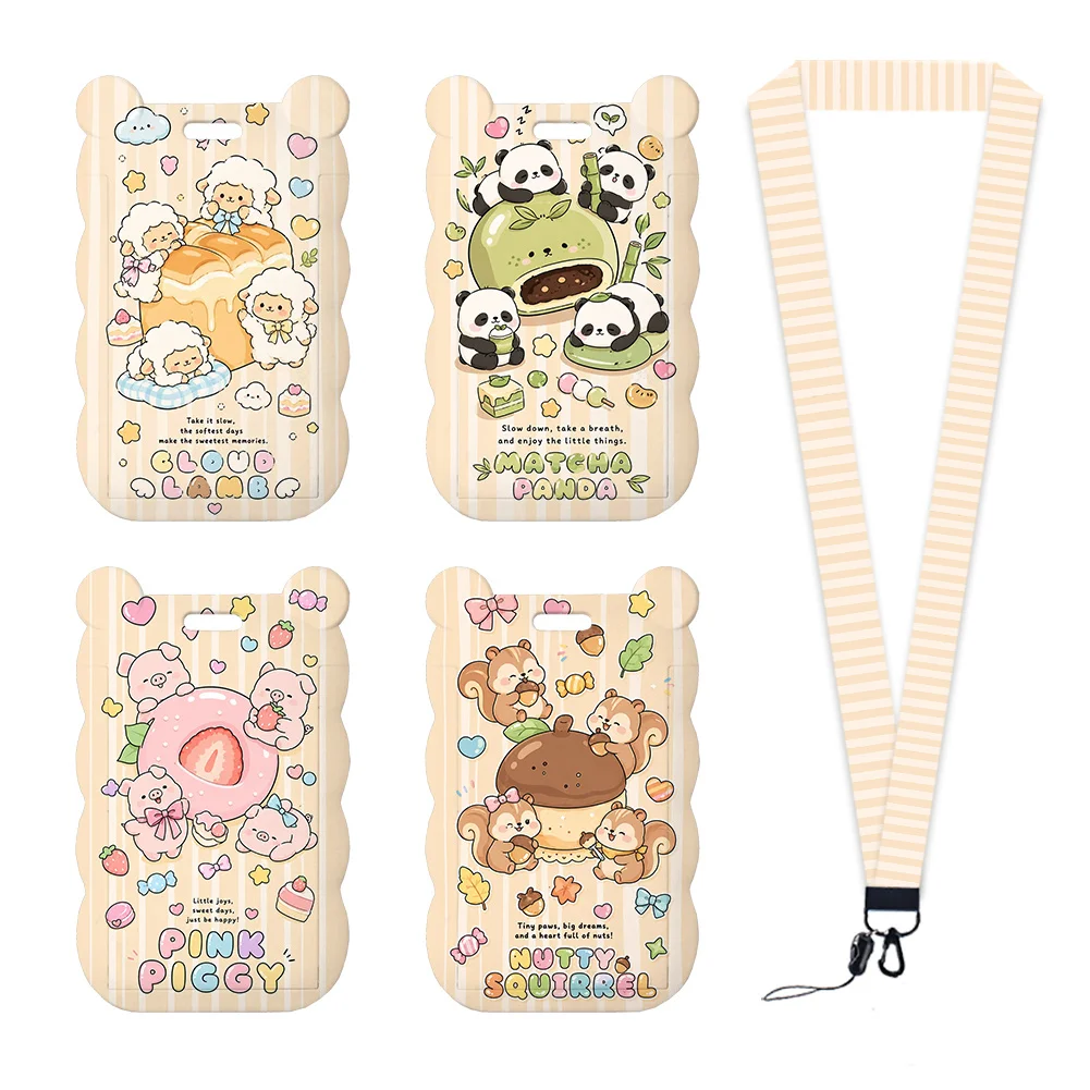 Cartoon Yellow Stripe Cute Animals Lanyards Keychain Badge Holder ID Credit Card Pass Hang Rope Lanyard Keys Accessories Gifts