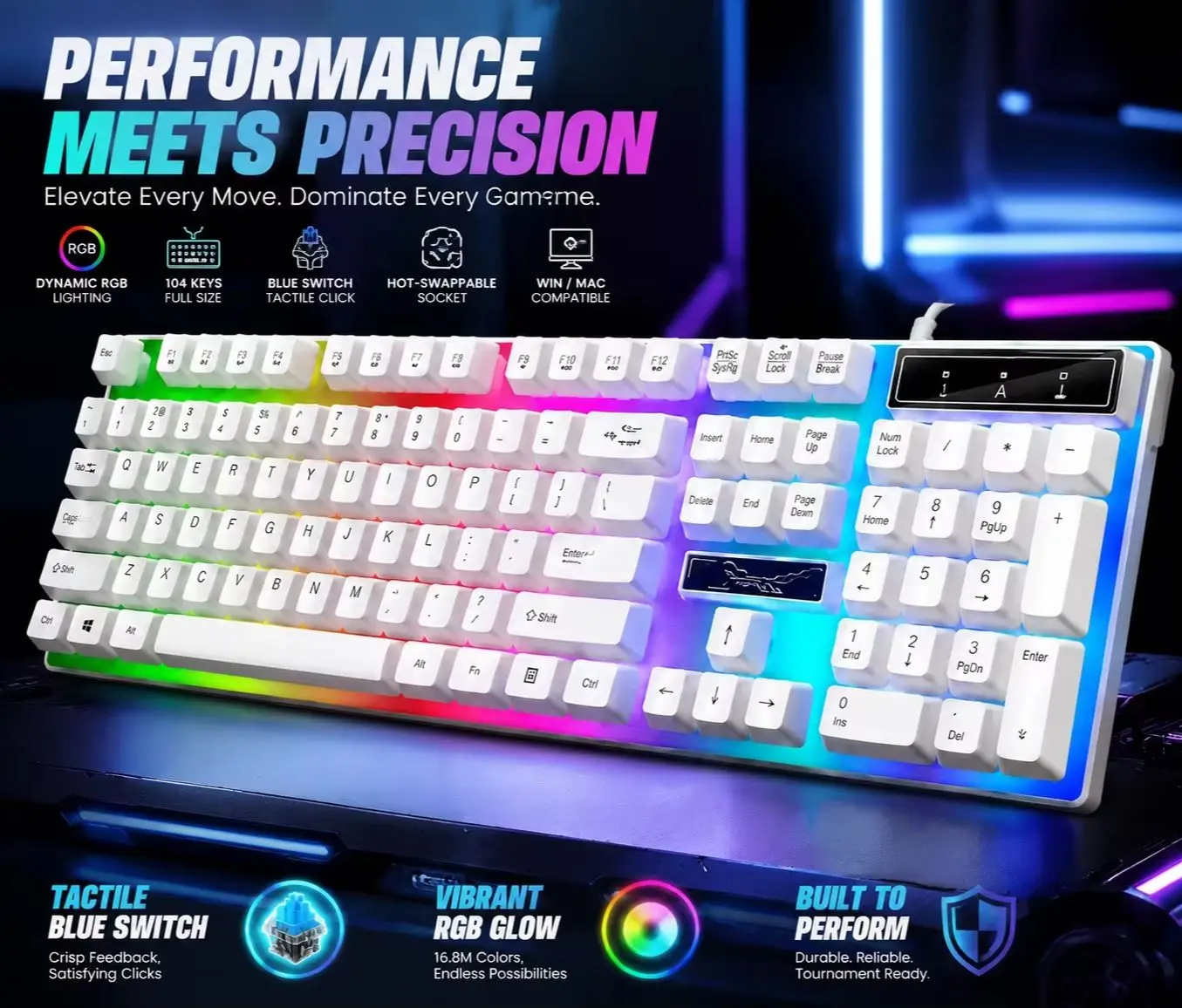 RGB Backlit 104Keys Full-Size Mechanical Wired Gaming Keyboard and Mouse Combo Ergonomic Design Keyboard Set For PC Computer