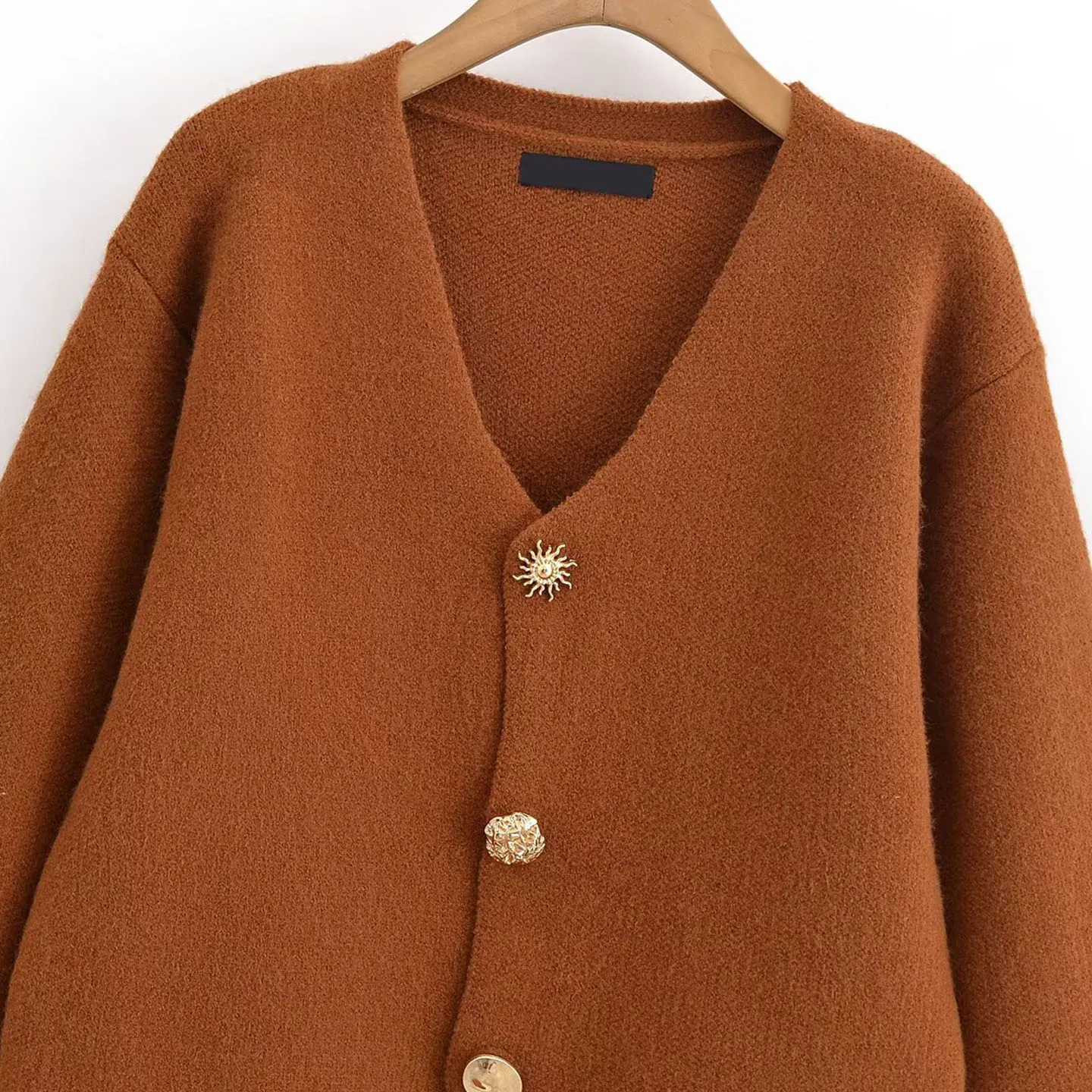 

Удобный свитер V-Ne для поездок на работу Jaet, женский декоративный металлический синий свитер, осень-зима, длинный кардиган свободного покроя све