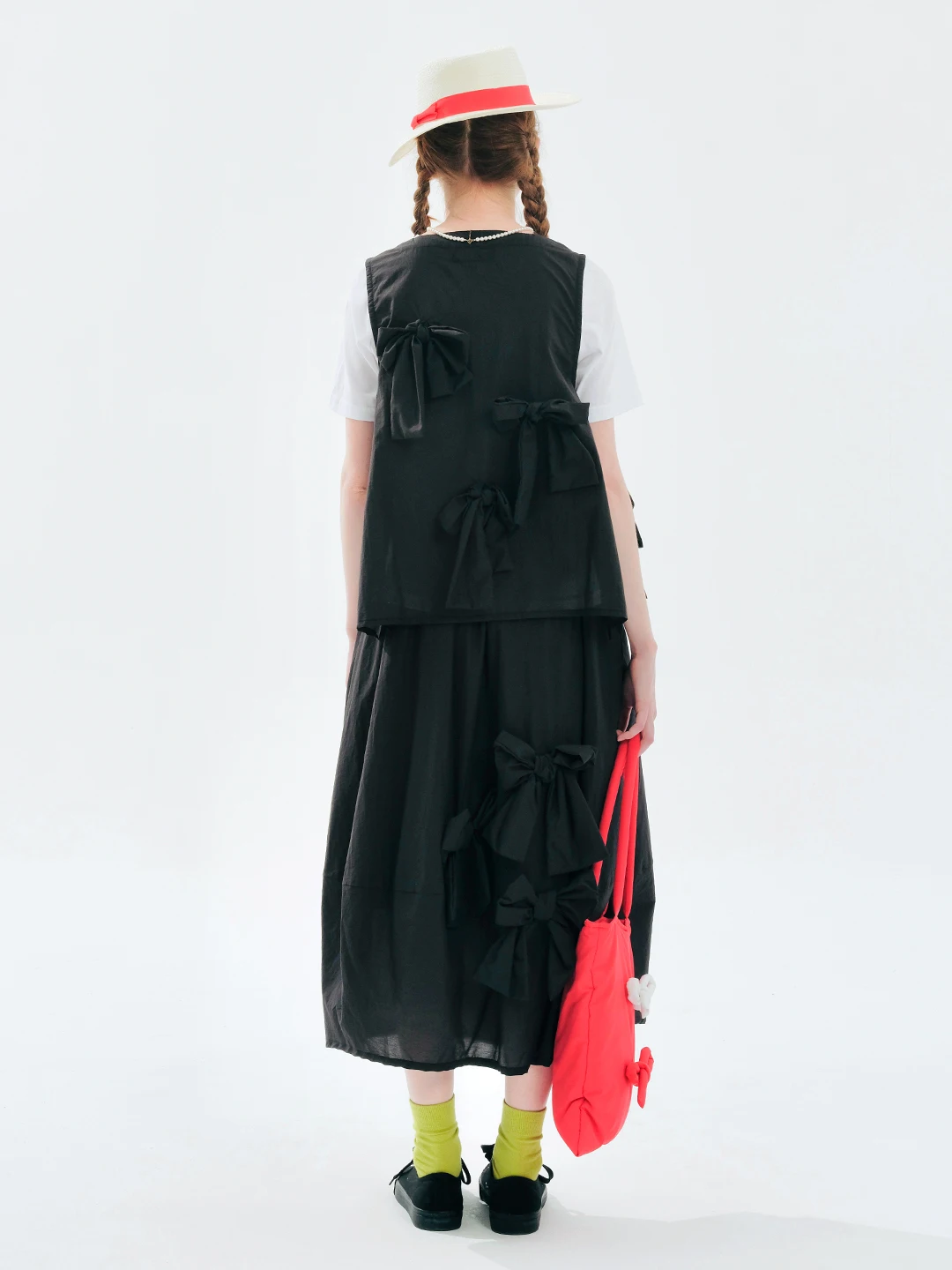 IMAKOKONI Original Design Black Bow Half length Skirt for women 244696
