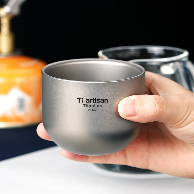 

Outdoor portable pure titanium double-layer tea cup insulation anti-drop small tea cup coffee mug