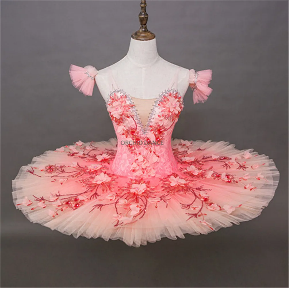 

Eye-pleasing Design High Quality Costom Size Costom Color Girls 12 Layers Performance Omber Color Pink Professional Ballet Tutu