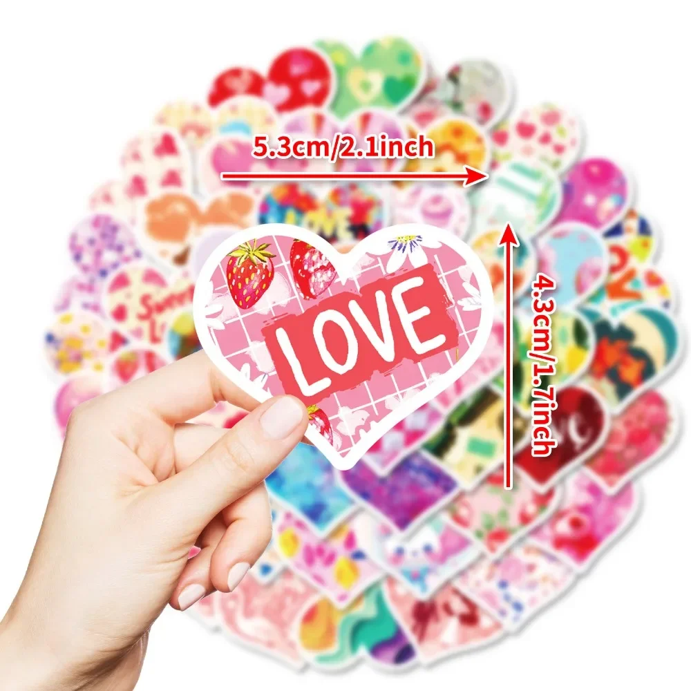 10/50Pcs Colorful Love Hearts Stickers for Decoration Planner Phone Case Scrapbook Journals Decoration Suitcase Helmet Stickers