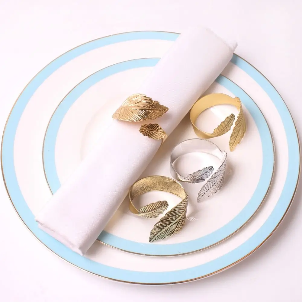 Feather Wedding Banquet Napkin Holder Wedding Party Table Decoration Tissue Ring Table Supplies Napkin Buckle Napkin Rings