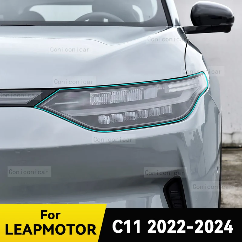 

For LEAPMOTOR C11 2022-2024 Car Headlight Protective Cover Film Front Light Transparent TPU Anti-scratch Headlamp Sticker