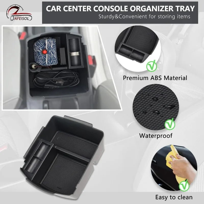 Center Console Organizer Tray Compatible with Kia Seltos 2020 2021 2022 2023 2024 2025, Insert Storage Box Coin and Sunglasses H