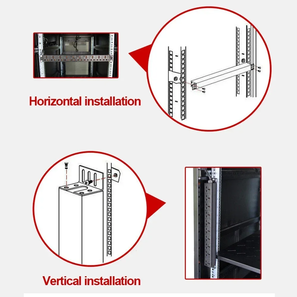 Melery PDU 1U Network Cabinet Rack Power Strip Distribution Outlet 2/3/5/6/8/12Units Universal Socket Break Switch Plug Office