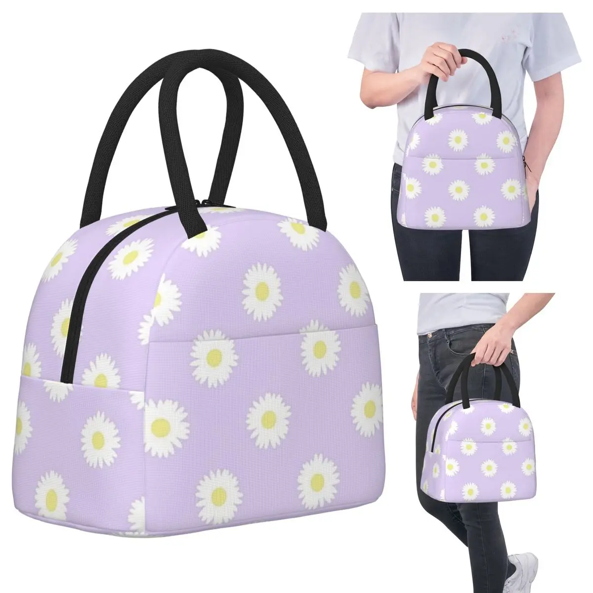 

Дейзи Фиолетовый Пастельный Эстетический Симпатичный Ромашки Цветок Коттеджкор Изолированная Сумка Для Обеда Детский Холодильник Термальная Коробка Для Еды Tote Ланч-боксы