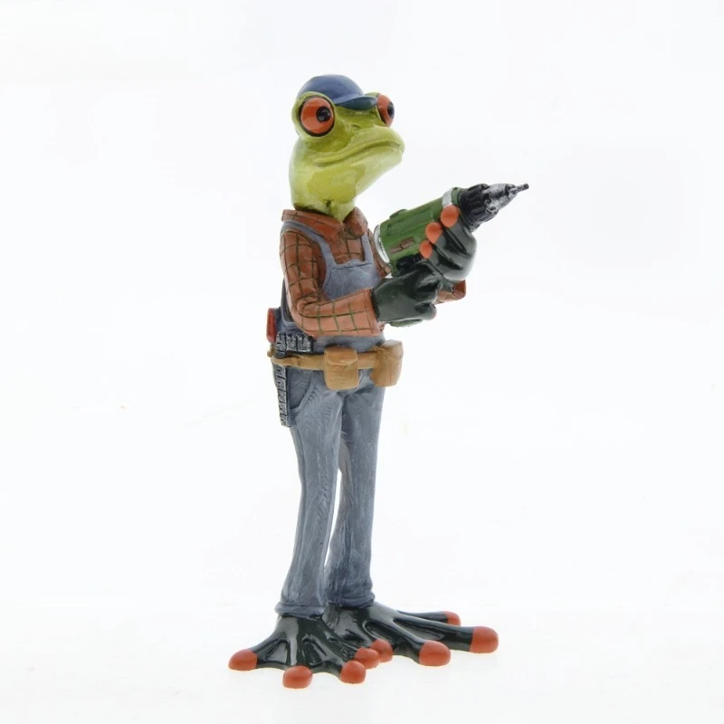 Handmade Engineer Frog Resin Ornament Garden Home Desk Decor Creative Student Birthday Gift Accessory Unique Animal Figurines