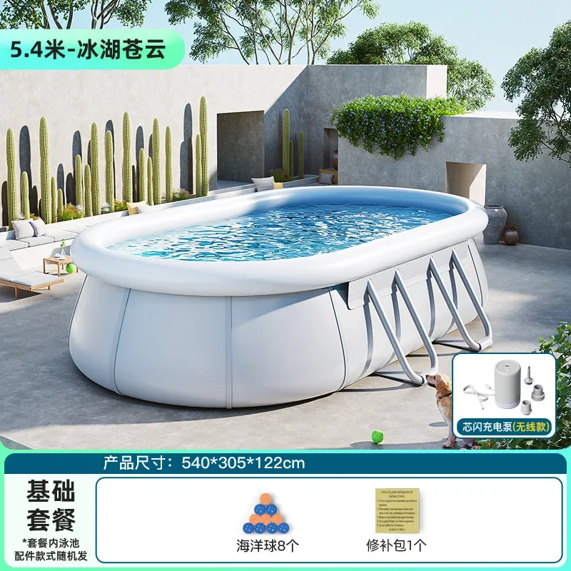 2026 5.4M Luxury Metal Frame Above Ground Outdoor Family Swimming Pool