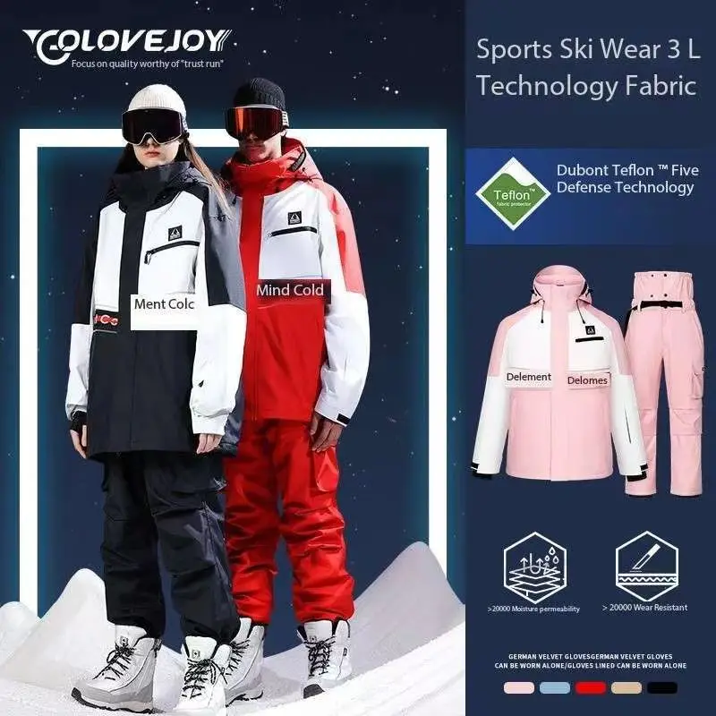 

3L professional skiing suit for menandwomen's winter windproof andwaterproof single and double board American skiing warm jacket