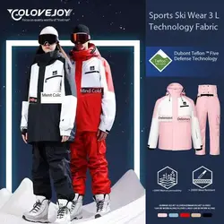 3L professional skiing suit for menandwomen's winter windproof andwaterproof single and double board American skiing warm jacket