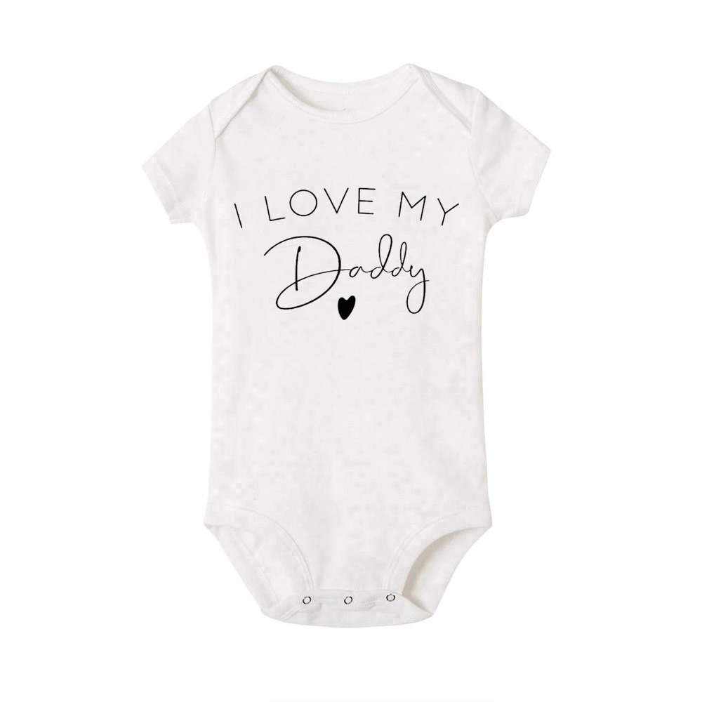 I Love Daddy Mommy Auntie Uncle Grandpa Grandma Baby Bodysuit Newborn Short Sleeve Clothes Infant Romper Boy Girls Body Jumpsuit