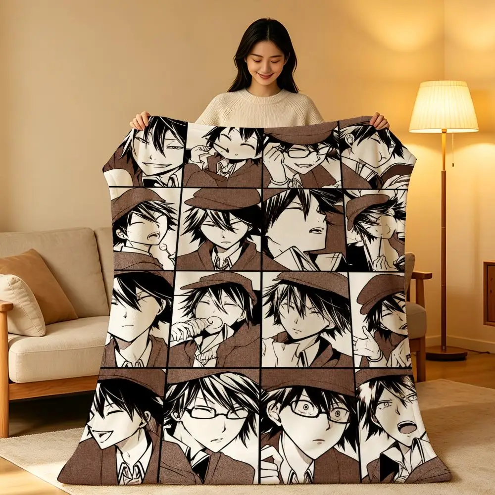 Anime R-Ranpo Edogawa Mystery Detective Art Design Throw Soft Warm Flannel Blanket Lightweight for Sofa Bed Couch Travel Adults
