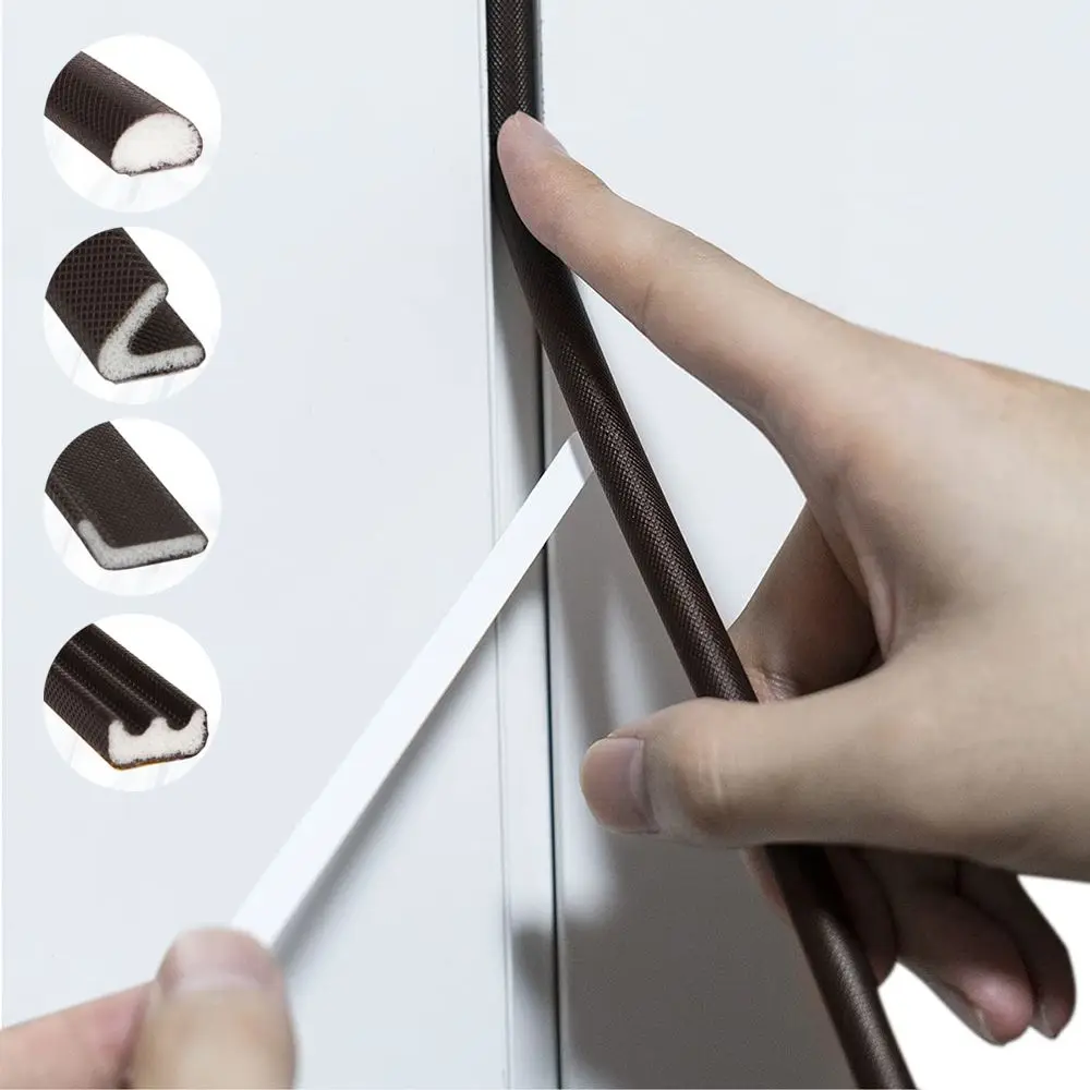 5M PU Foam Door Seal Soundproof Anti-Collision Door Window Weather Stripping Draught Excluder Sealing Strip