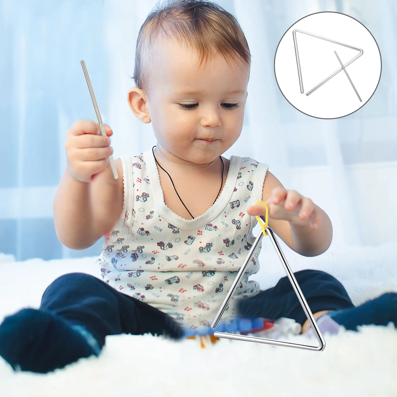 1 set 8 Inch Musical Instruments Kids Metal Percussion Musical Triangle Toys Safe Music Education Birthday Gifts